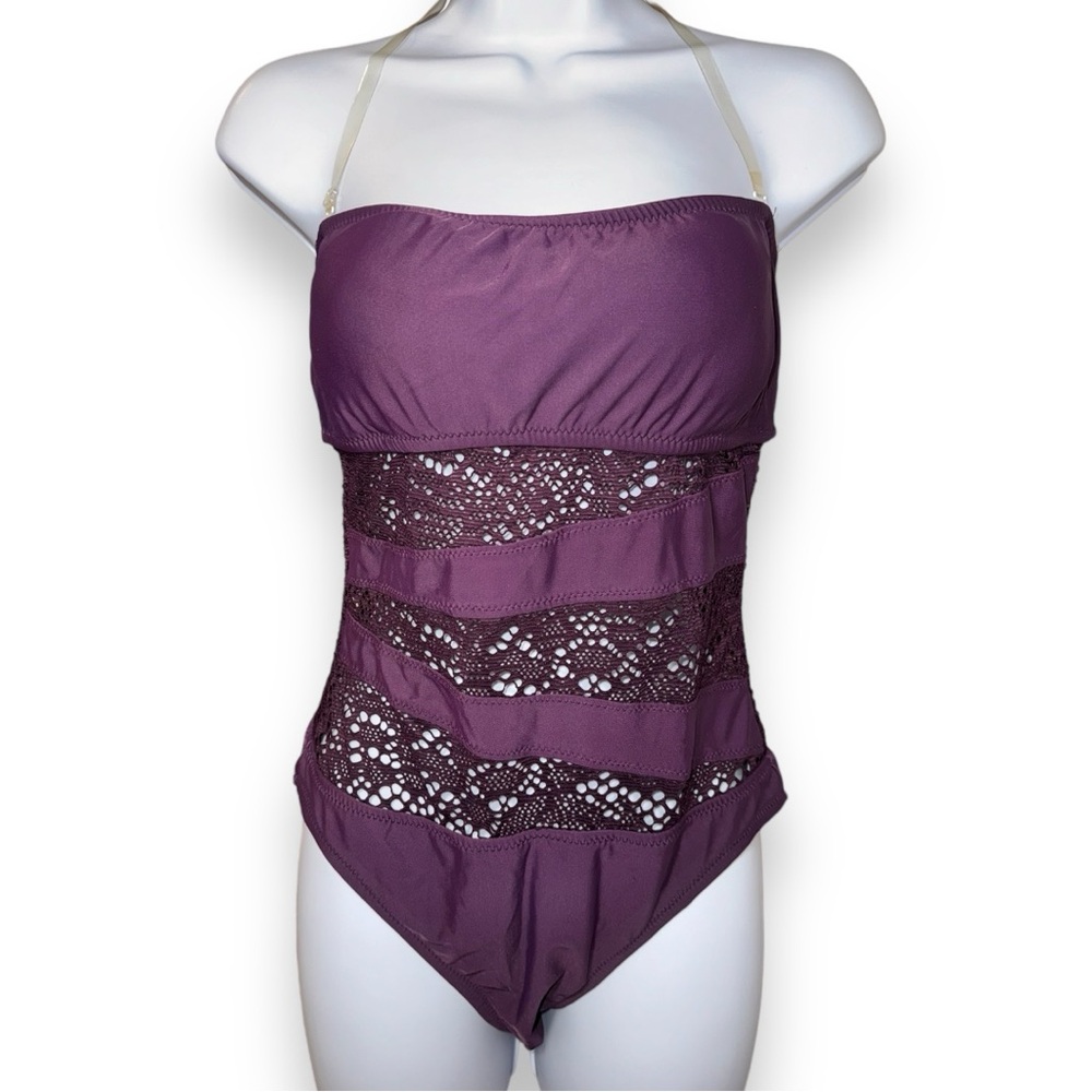 Mossimo Supply Co. Purple/Plum Crochet Insert One Piece Swimsuit